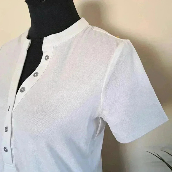 New! Calvin Klein Jeans White T-shirt Small  Henley Button Up Casual Cotton Tee - Picture 5 of 12